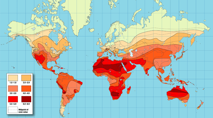 World Map of Solar Radiation