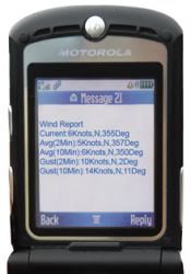 Receive real-time wind reports via SMS text message from anywhere in the world