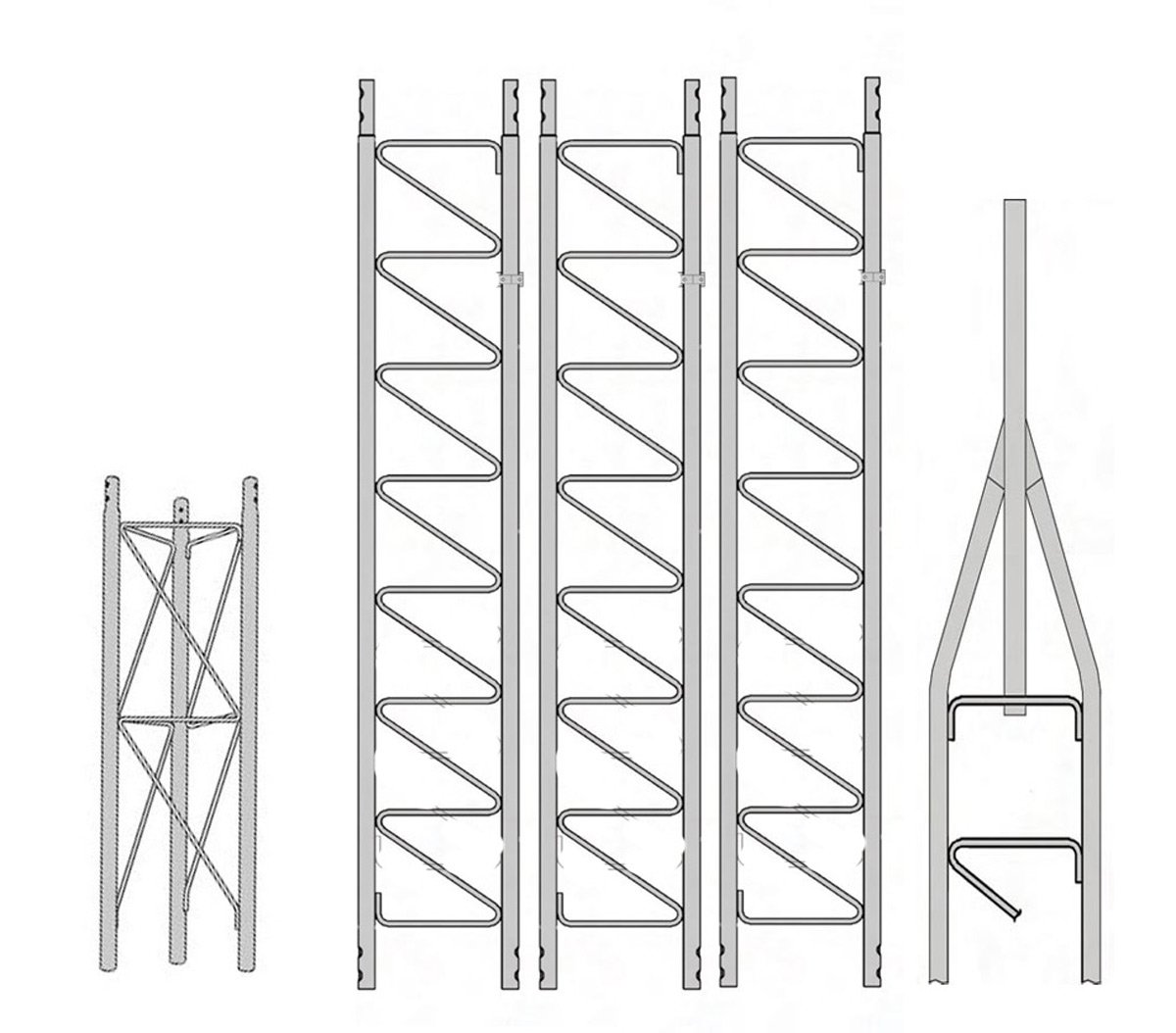 Freestanding Tower Kit 16 Ft, Tower 16 Foot Free Standing, Self Supporting Tower Ki, Hinged Base plate, 16 Foot Antenna Tower