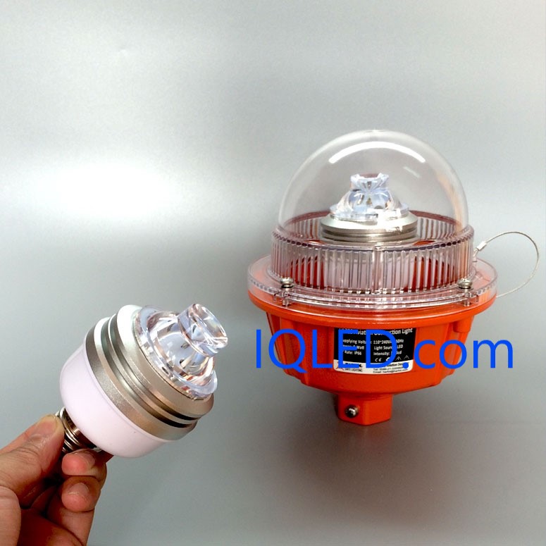 Obstruction E27 LED Lamp, E27 LED lamp for low intensity aviation obstruction light, obstruction light, Aviation light, aviation obstruction lights, solar obstruction light, tower obstruction lighting.