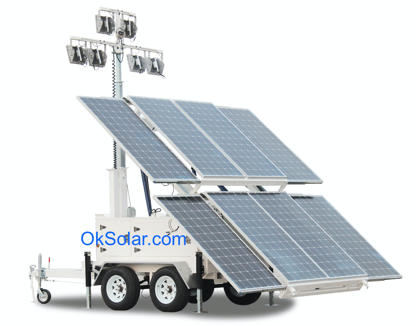 solar light tower, light tower, refugee camps solar light tower, mobile light towers, job site solar light tower, portable solar light towers, solar powered construction light tower.