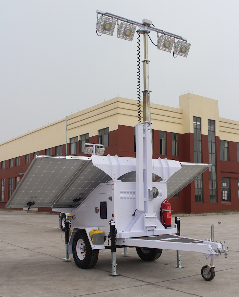 Solar Light Tower, Light Tower, Refugee Camps Solar Light Tower, mobile light towers, Job Site Solar Light Tower, Portable Solar Light Towers, Solar Powered Construction Light Tower