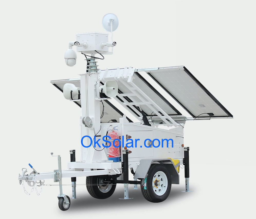 Solar CCTV Trailer Surveillance, Security Solar Light Tower, Refugee Camp Solar CCTV Trailer Night Vision, Mobile Surveillance Trailer Solar CCTV Night, Job Site Solar CCTV Trailer Surveillance, Solar CCTV Trailer Airport Security Night Vision