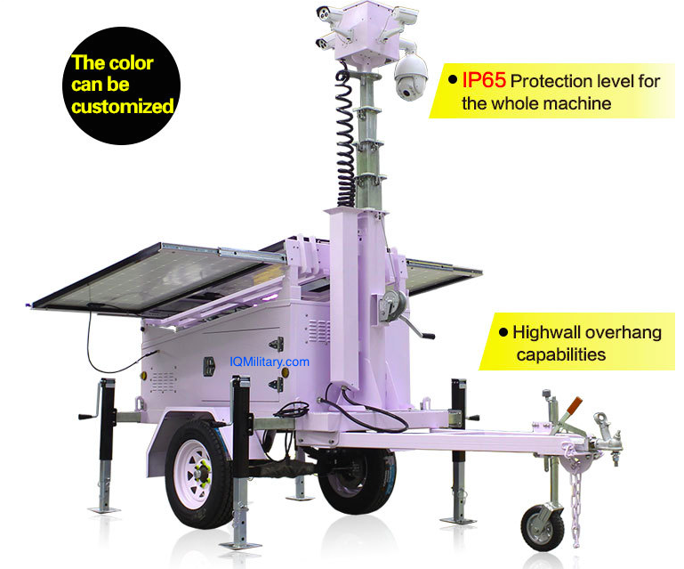 Mobile Surveillance Trailer Solar CCTV Night