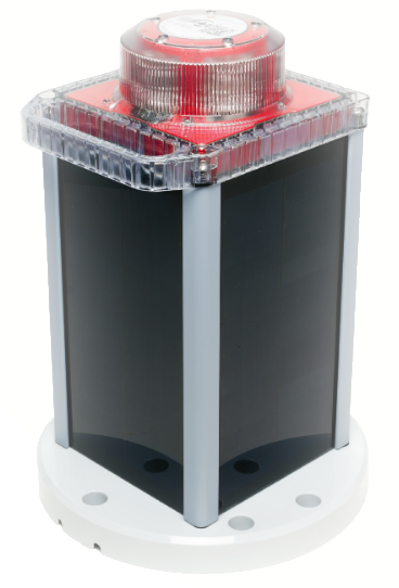 Solar Obstruction Marker Light GPS Red with Global Positioning Satellite (GPS) synchronization. Solar LED Lantern Up to 10 NM, A premium, full-featured lantern suitable for achieving longer ranges in challenging insolation locations. Average range is 3 to 6 NM with the ability to reach up to 10 NM. 96 and 200 Wh battery pack options available. Solar Obstruction Marker Light GPS Red