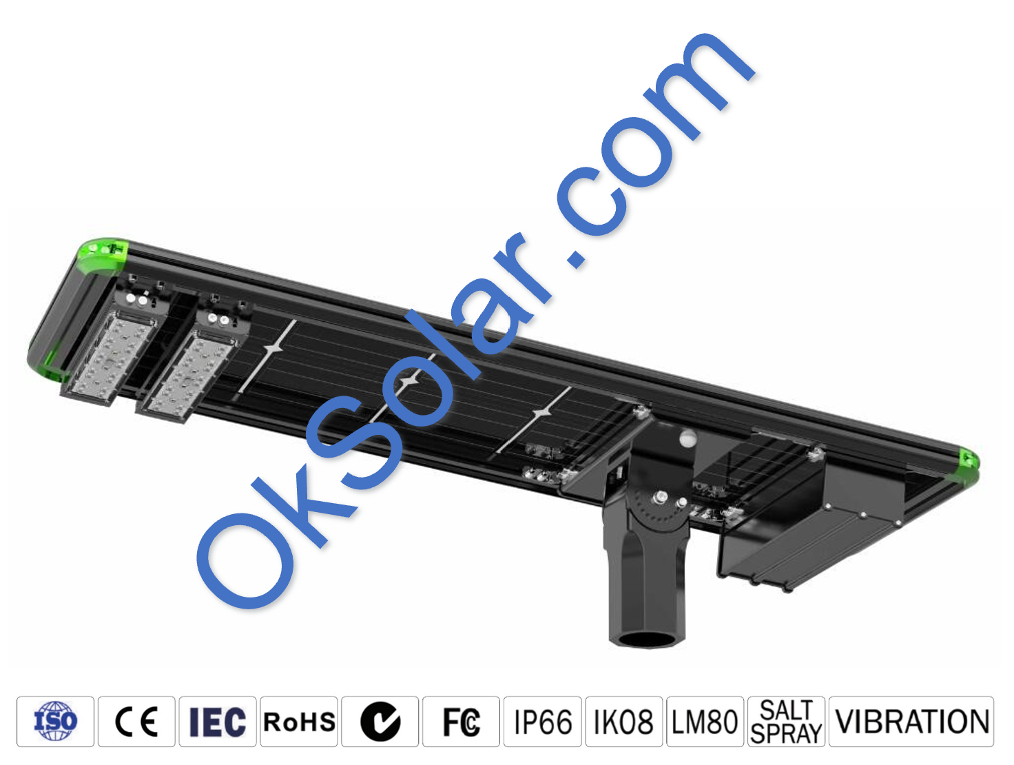 OkSolar.com 60 Watts Solar Parking Lot Lights Self Contained : 60 Watts Solar Parking Lot Lights Self Contained, Applications: Solar Parking Lot Lights, LED Solar Street Lights, Solar street light self contained, Solar Power LED Street Lighting, Self-Contained Solar-Powered Streetlights, Parking lot lighting, Security Lighting Self Contained, LED 40Watts, 5200Lumens.