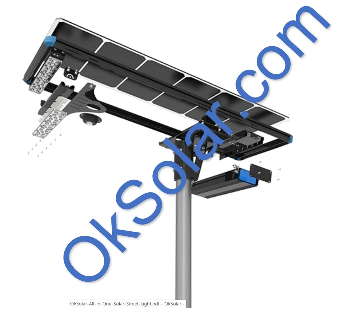 All in One OkSolar IQLED Street Light, Solar Street Light, All-in-One Solar Street Light | Solar LED Light | Solar LED Street Light | Solar Parking lot light | Perimeter Security Lighting | Solar Light Security Fence Smart Human Senso 