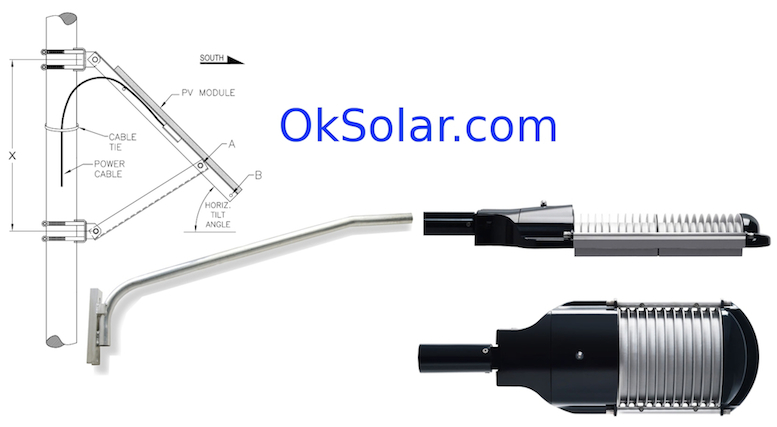Solar Powered Street Light 135 Watts LED, 12,825 Lumens, Running Time Dusk to Down, World Zone 4 (4-5 Hours of Daily Solar Radiation). Solar Powered Street LED Light 135 Watts 12,825 Lm