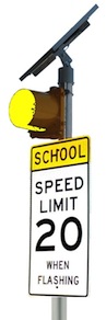 Solar School Zone Flasher YELLOW Beacon