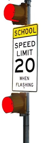 School Warning 120VAC - 8inches - 2 Heads - RED. School Zone Flashing Beacon Warning 120VAC