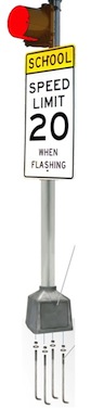 School Warning 120VAC - 8 Inches - Red