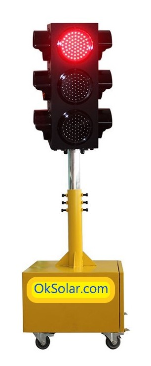 Solar Traffic Lights 4 Ways Traffic Signal Control, Solar Powered Traffic Warning Light, 4 Way Traffic Signal control, Remote Control Portable Traffic Signal Lights, temporary four ways solar traffic light.