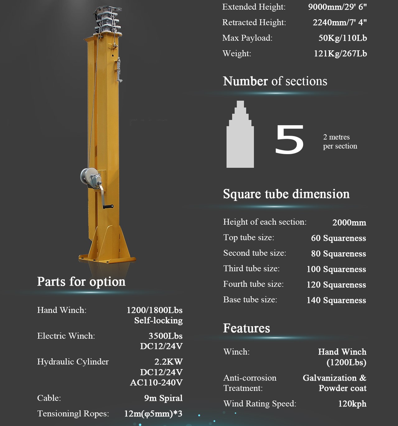 Telescopic Mast Pole, Solar Light Tower, Light Tower, Refugee Camps Solar Light Tower, mobile light towers, Job Site Solar Light Tower, Portable Solar Light Towers, Solar Powered Construction Light Tower.