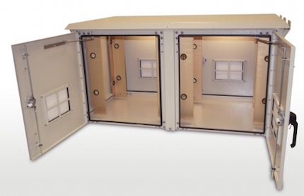 Outdoor Enclosure 50H X 59W X 42D (52 RU) Double Bay Outdoor Enclosure Double Bay 50H X 59W X 42D
