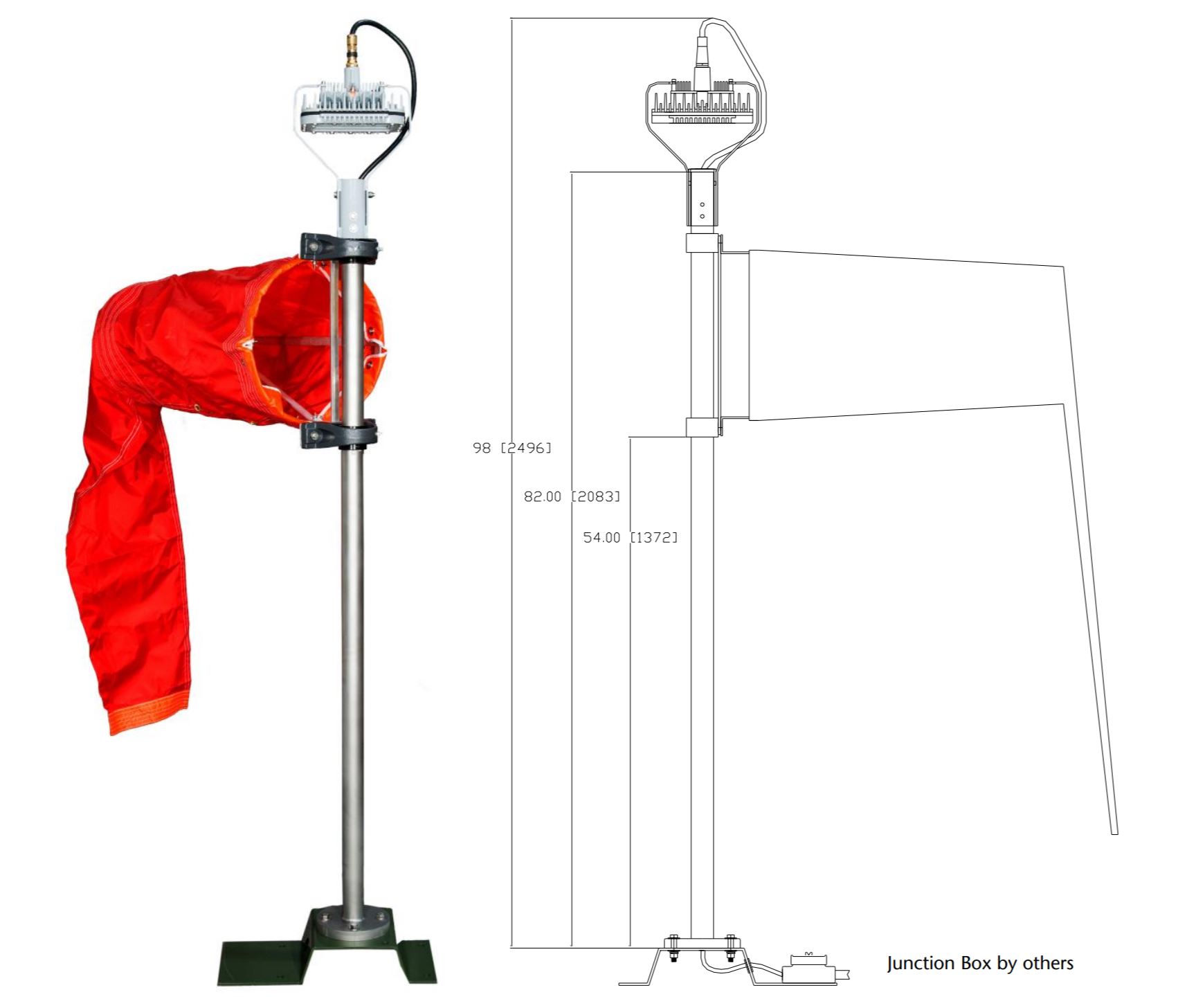 Solar Portable Wind Cone, Airport Solar Windsock, L-806 & L-806(L) Wind Cone, FAA Certified Airport Wind Cones, Internally LED lighted wind cone, Wind Cone L-806 & L-806(L) Wind Cone, FAA Certified Airport Wind Cones, L-806 Wind Cone provides a visual indication of wind direction and velocity, L-807 Wind Cone provides a visual indication of wind direction and velocity, L-806 & L-807 Wind Cone Light Kits. Solar Permanent LED Wind Cone, Solar Series Portable LED Wind Cone. Airport / Heliport Nylon Windsocks