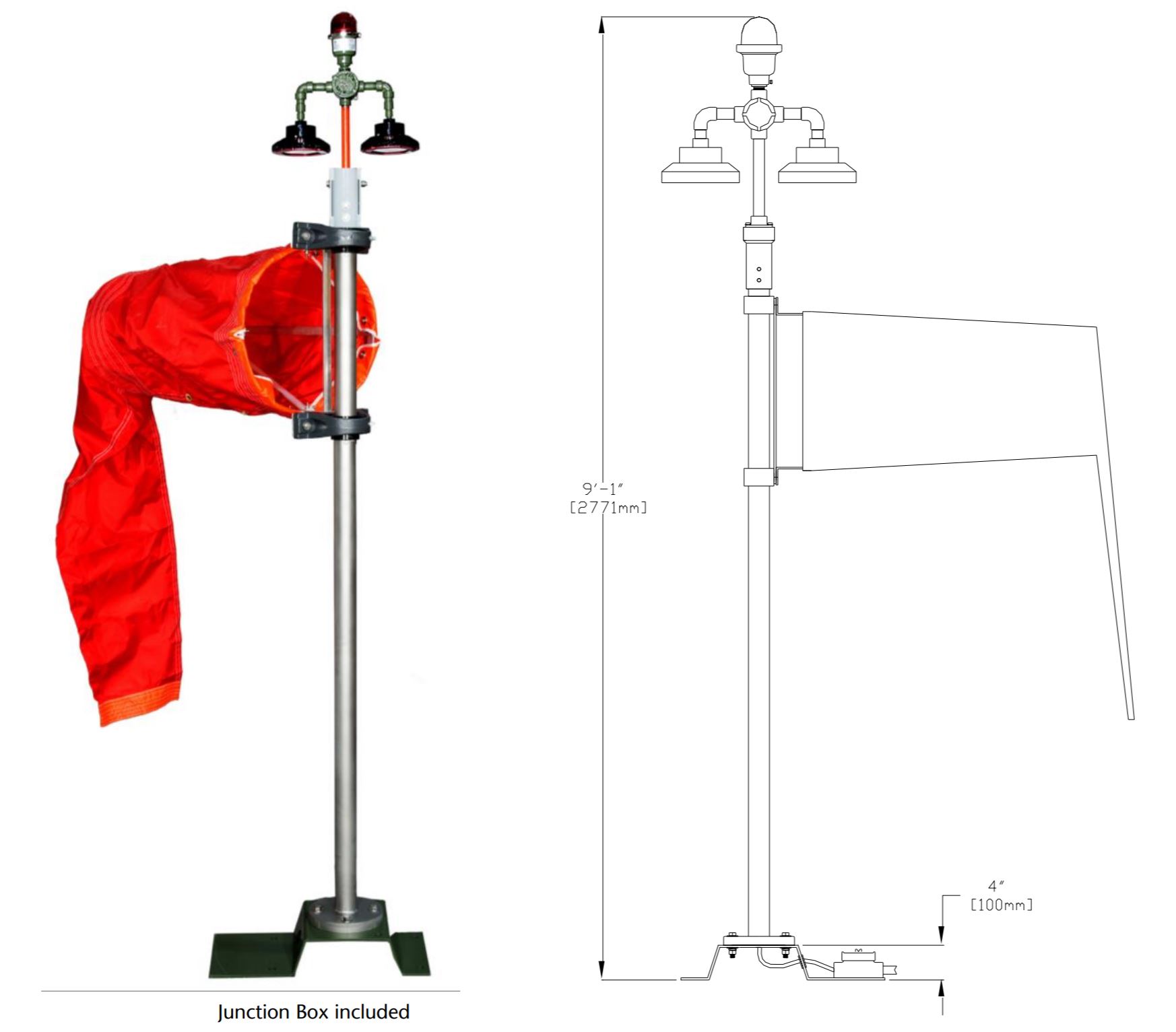 Solar Portable Wind Cone, Airport Solar Windsock, L-806 & L-806(L) Wind Cone, FAA Certified Airport Wind Cones, Internally LED lighted wind cone, Wind Cone L-806 & L-806(L) Wind Cone, FAA Certified Airport Wind Cones, L-806 Wind Cone provides a visual indication of wind direction and velocity, L-807 Wind Cone provides a visual indication of wind direction and velocity, L-806 & L-807 Wind Cone Light Kits. Solar Permanent LED Wind Cone, Solar Series Portable LED Wind Cone. Airport / Heliport Nylon Windsocks