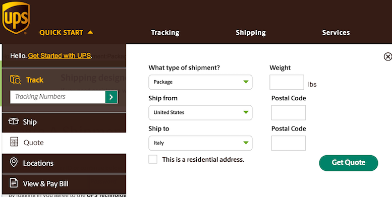 How to Get a Shipping Cost? using DHL, FedEx or UPS.